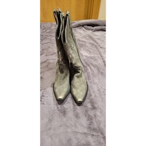 Laredo Western Cowboy Boots Women's 10M Gray Distressed Leather Embroidered